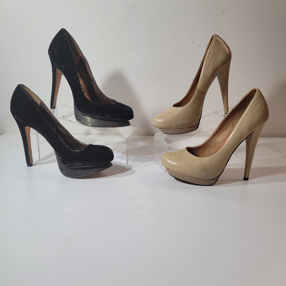 Bundle L.A.M.B. Sam Edelman Black and Cream Heels Women Pumps Sz 9